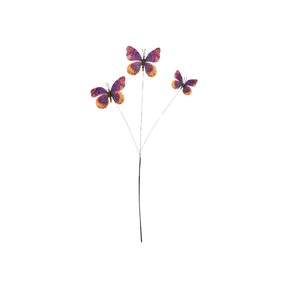 Dekorationsstilk med tre sommerfugle i lilla nuancer