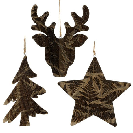 Træpynt med bregneblade