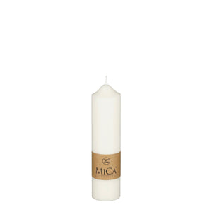 Hvidt bloklys 20 cm højt i ren stearin fra Mica Decorations
