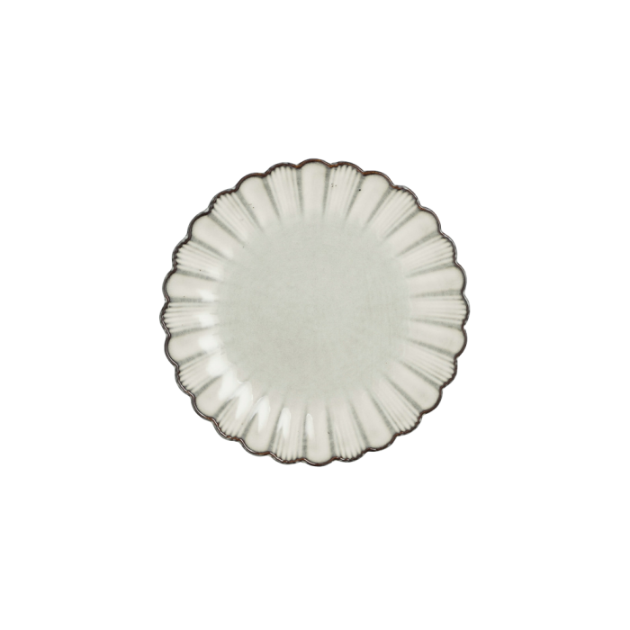 Corfu tallerken i grå med facon som en blomst