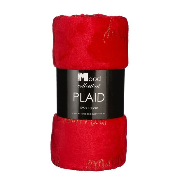 Fleece plaid Merry Christmas rød