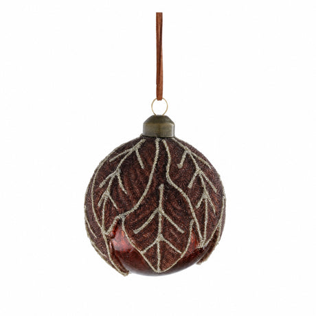 Julekugle brune med bladmønster
