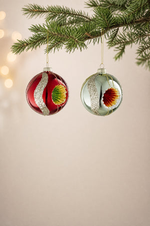 Julekugle Reflekskugle rød eller mint 8 cm i dia