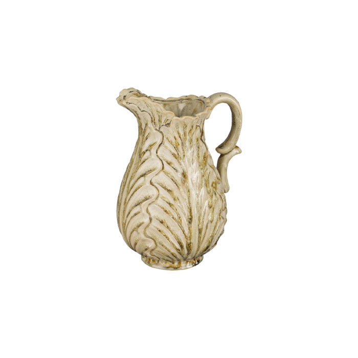 Beige kande med guld detaljer og hank