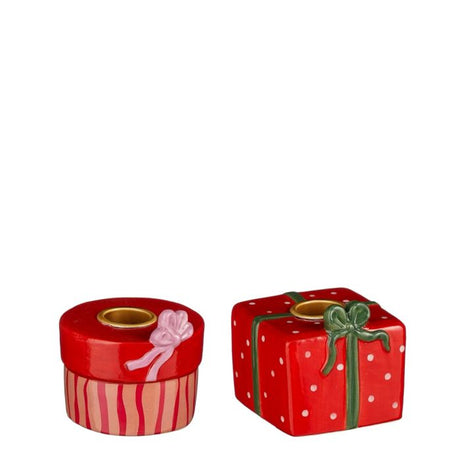 Lysestage indpakket gave