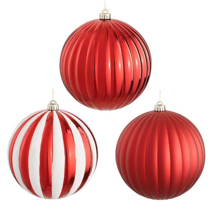 Stor julekugle med riller 20 cm i dia