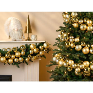Guirlande med 68 guldfarvede julekugler 