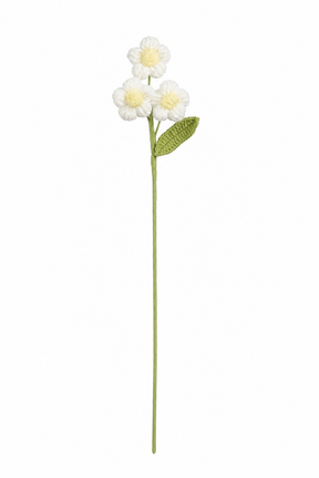 Hæklet hvid forårsblomsterstilk 46 cm lang
