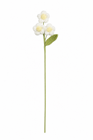 Hæklet hvid forårsblomsterstilk 46 cm lang