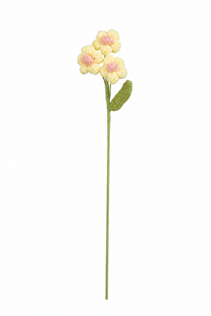 Hæklet gul og lyserød forårsblomsterstilk 46 cm lang