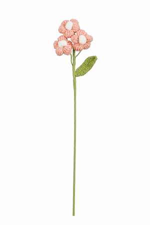 Hæklet lyserød og hvid forårsblomsterstilk