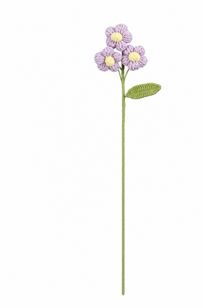 Hæklet lilla og gul forårsblomsterstilk