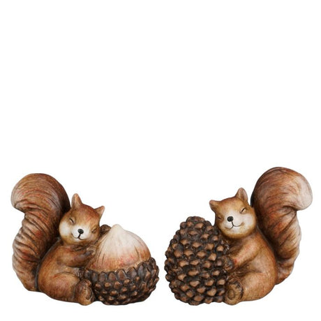 Egern med kogle/agern 11 cm højt