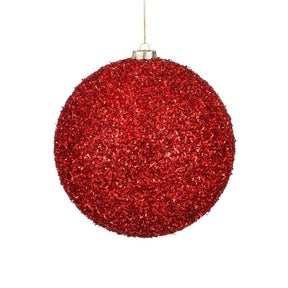 Stor Julekugle rød glitter 20 cm i dia