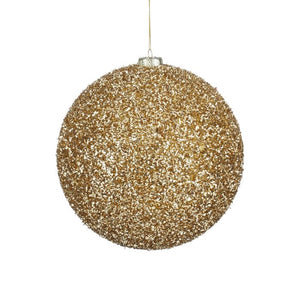 Stor Julekugle guld glitter 20 cm i dia