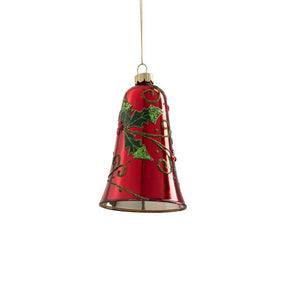 Julekugle Rød klokke med kristtorn