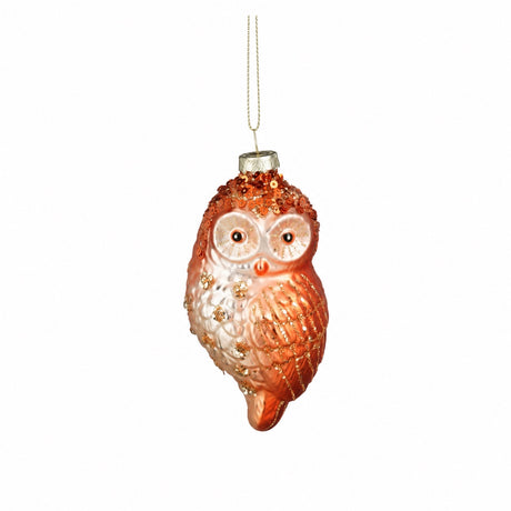 Julekugle Ugle orange/pink