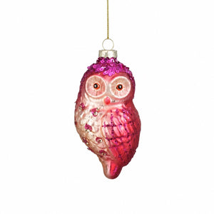 Julekugle Ugle orange/pink