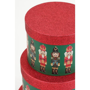 Nøddeknækker sæt med runde juleæsker