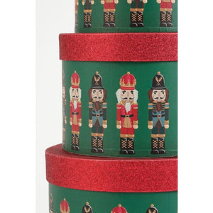 Nøddeknækker sæt med runde juleæsker