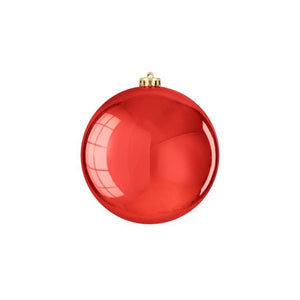 Stor julekugle blank rød 15 cm i dia