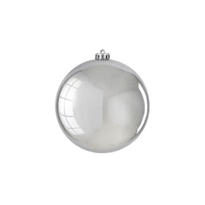 Stor julekugle blank sølv 15 cm i diameter