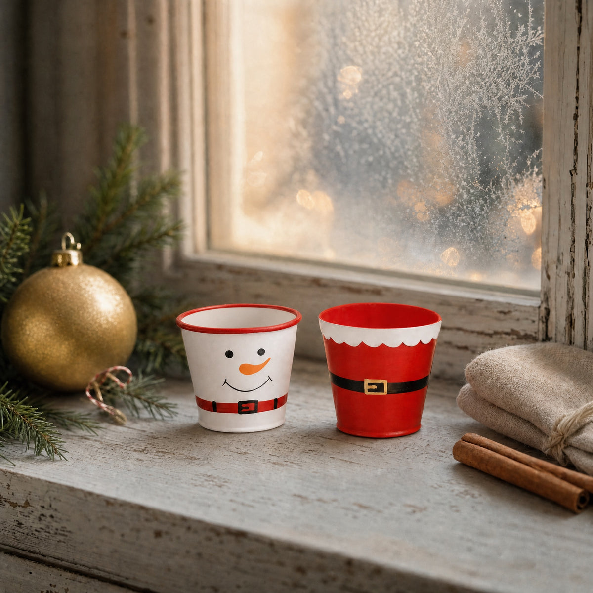 Spand/potteskjuler med julemotiv