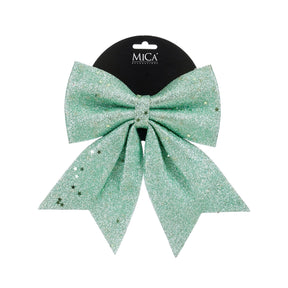 Sløjfe mintgrøn glitter 20 cm bred til dekoration fra Mica Decorations