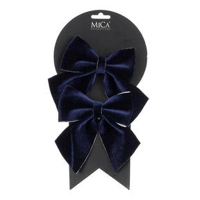 Sløjfer i mørkeblå 12 cm bred 2-pak til dekoration fra Mica Decorations