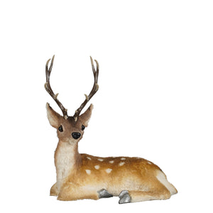 Dådyr liggende figur med gevir 33 cm høj til dekoration