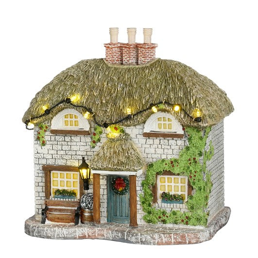 LuVille Engelsk cottage med led-lyskæde til juleby