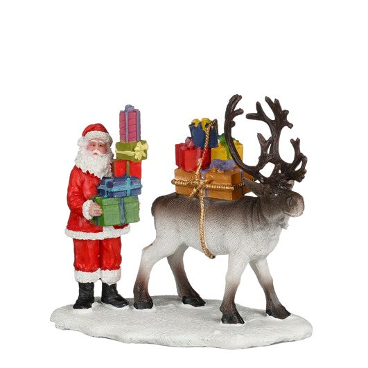 LuVille Julemanden med rensdyr og gaver en figur til julelandskabet