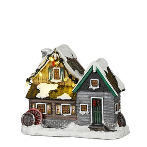 LuVille Kyllingefarm med led-lys 9 cm høj til juleby 