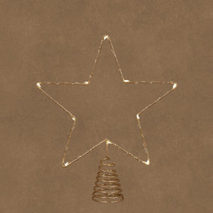 Topstjerne med lys i champagnefarvet metal 27 cm høj fra Luca Lighting