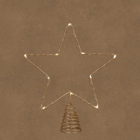 Topstjerne med lys i champagnefarvet metal 27 cm høj fra Luca Lighting