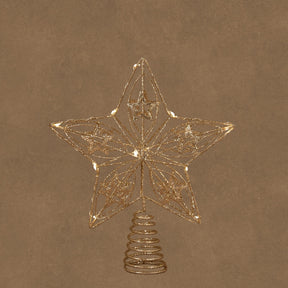 Topstjerne med lys i champagnefarvet metal 25 cm høj fra Luca Lighting
