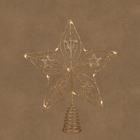 Topstjerne med lys i champagnefarvet metal 30 cm høj fra Luca Lighting