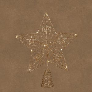 Topstjerne med lys i champagnefarvet metal 30 cm høj fra Luca Lighting