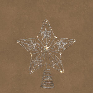 Topstjerne med lys i sølvfarvet metal 25 cm høj fra Luca Lighting
