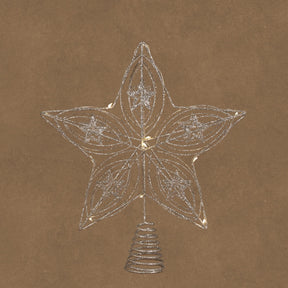 Topstjerne med lys i sølvfarvet metal 30 cm høj fra Luca Lighting