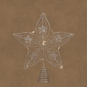 Topstjerne med lys i sølvfarvet metal 30 cm høj fra Luca Lighting