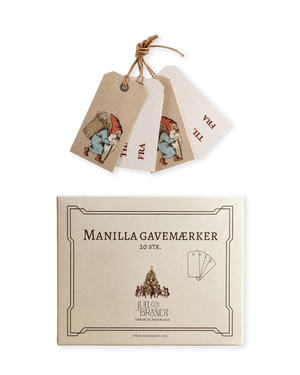 Manilla gavemærker med klassiske juleillustrationer på fra Juel & Brandt