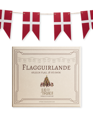 Flagguirlande med 18 Dannebrogsflag fra Juel & Brandt