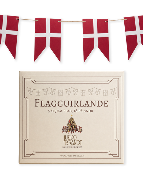 Flagguirlande med 18 Dannebrogsflag fra Juel & Brandt