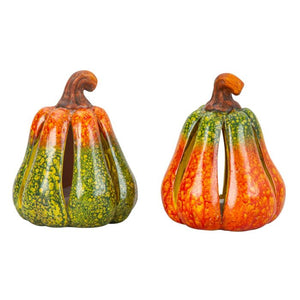 Græskar med led-lys 12 cm højt