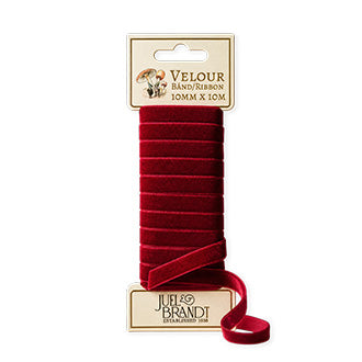 Velourbånd i bordeaux 1 cm bredt 10 m fra Juel & Brandt