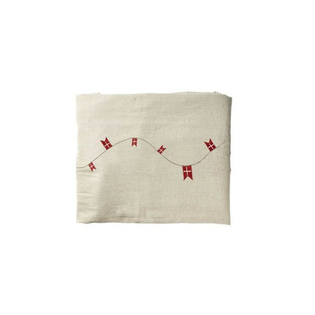 Fødselsdagsdug med flag 140 cm x 360 cm hørfarvet