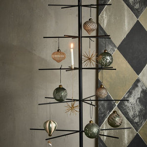 Julekugle med rudemønster grøn/hvid