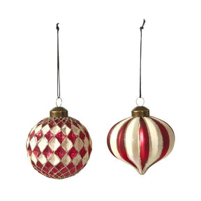 Julekugle Rød og offwhite