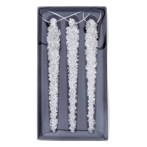 Istapper i glas liggende i æske